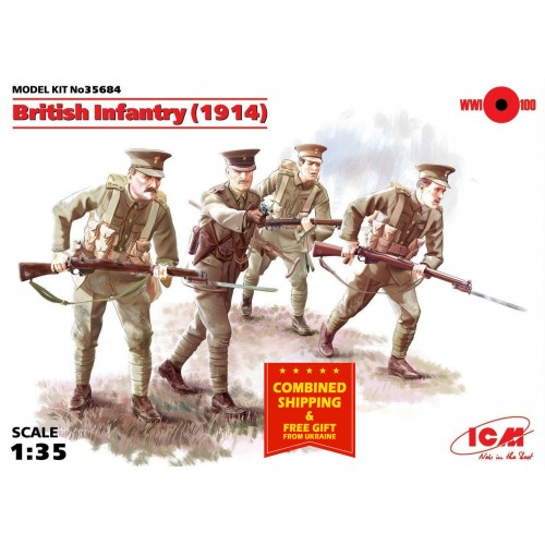 1/35 ICM  British Infantry 1914, WWI, 4 figures 35684