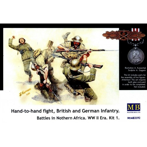 1/35 MasterBox Hand-to-hand fight, British and German Infantry. Battles in Northern Africa. Kit 1 - 5 figures MB3592