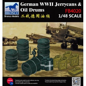 1/48 Bronco WWII German Jerrycans & Oil Drums FB4020 