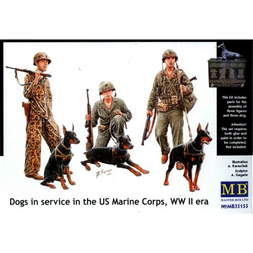 MasterBox WWII US Marine Corps with Dog in Service 35155