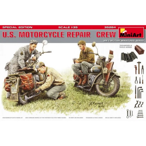 1/35 MiniArt U.S Motorcycle Repair Crew Special edition with 3 figures 35284