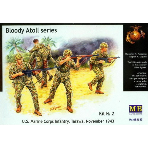 1/35 MasterBox WWII US Marine Corps Infantry Tarawa (Pacific War) 1943  3543