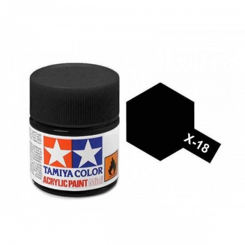 TAMIYA X-18 BLACK - ACRYLIC PAINT MINI (SEMI GLOSS) 10ML