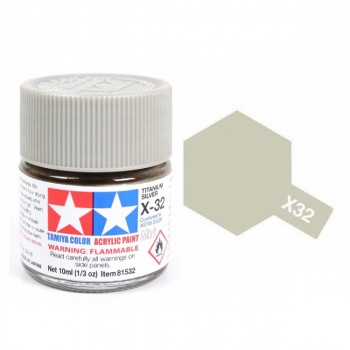 TAMIYA X-32 TITANIUM SILVER ACRYLIC PAINT GLOSS (23ML) 81032