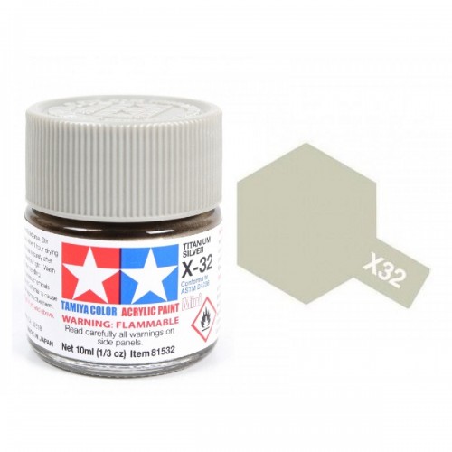 TAMIYA X-32 TITANIUM SILVER ACRYLIC PAINT GLOSS (23ML) 81032