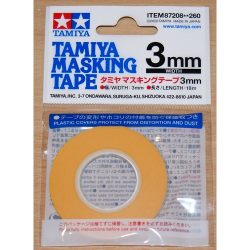 Tamiya Masking Tape 3mm Width, 18m Length, for RC Body Shells 87208