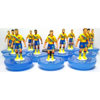 Subbuteo Andrew Table Soccer Barcelona 2019-20 away kit on Classic Hasbro Bases